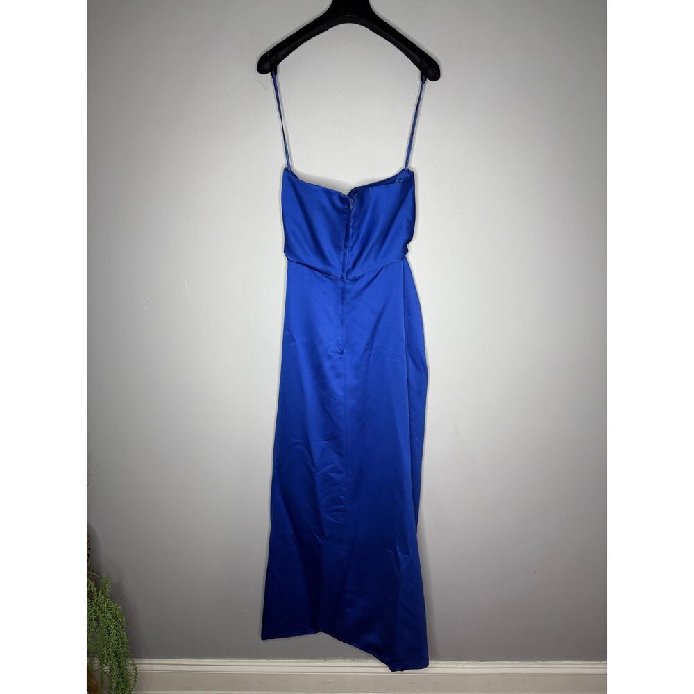Vintage Victor Costa Royal Blue Satin Cocktail Dress Elegant Party Gown Size XS - Picture 2 of 5
